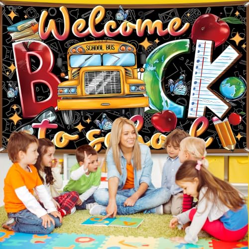 KINGZONE Welcome Back to School Happy Birthday Backdrop - Lel-123 Party Decorations