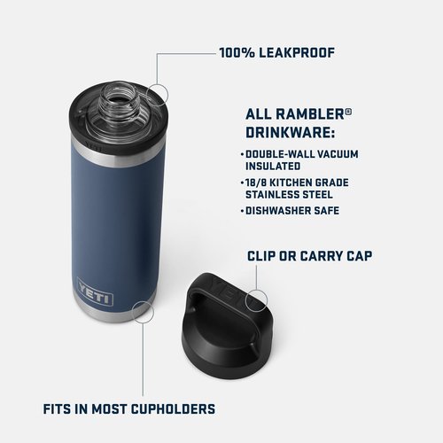 YETI Rambler 18 oz Bottle, Leakproof, Vacuum Insulated, Stainless Steel with Chug Cap, Graphite
