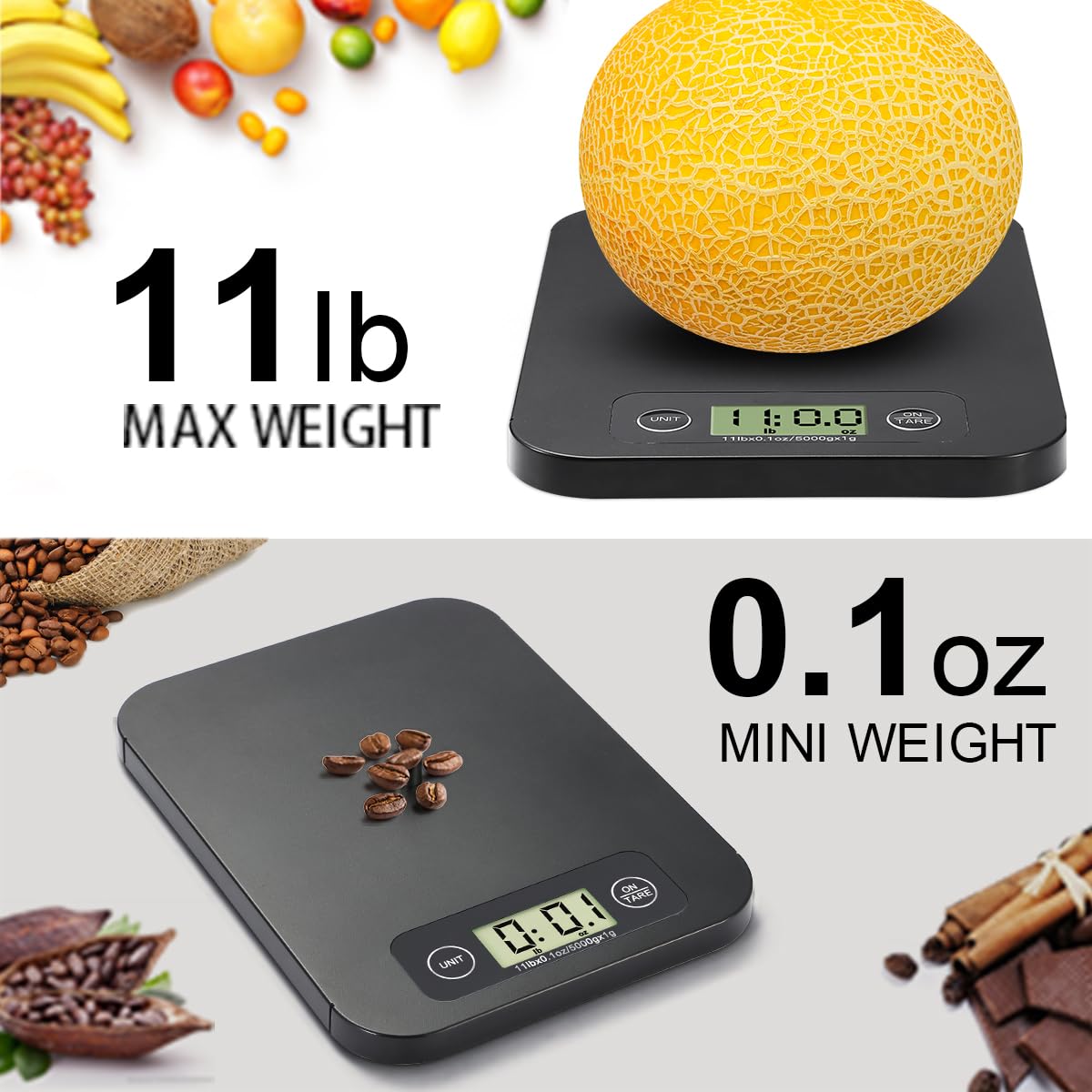 URAMAZ Digital Food Scale - Nutritional Calculator for Weight Loss | Tracks 20 Nutrients, 11lb Capacity