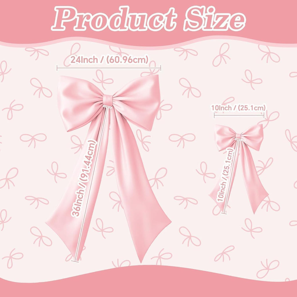 Skiennix Pink Bow Decor - 2 Pack of Large & Small Coquette Wall Backdrop for Valentine's Day & Events