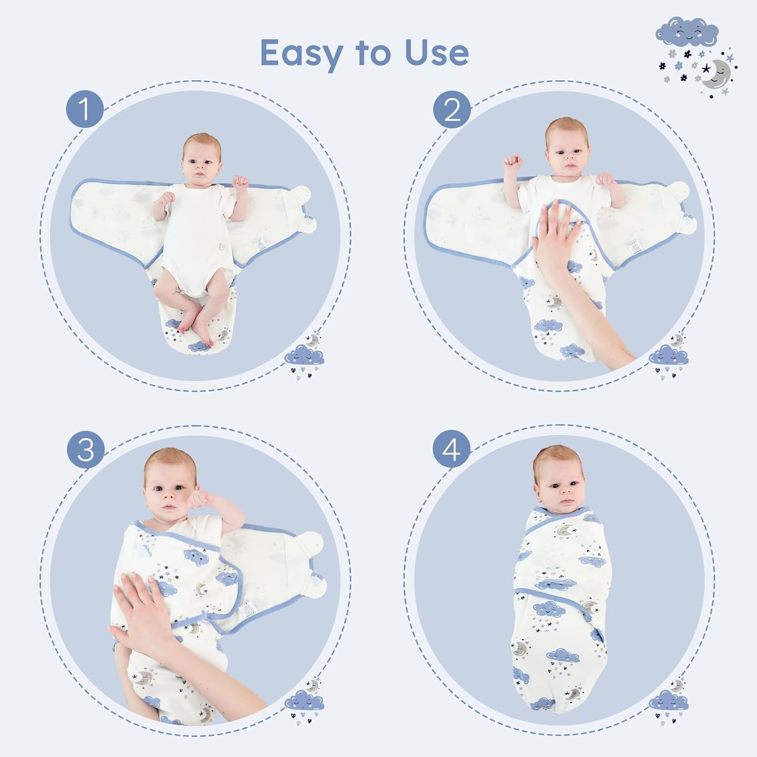Yoofoss Baby Swaddles - 100% Cotton Adjustable Swaddle Sack for Newborns | 0-3 Months, 3 Pack, Soft & Breathable