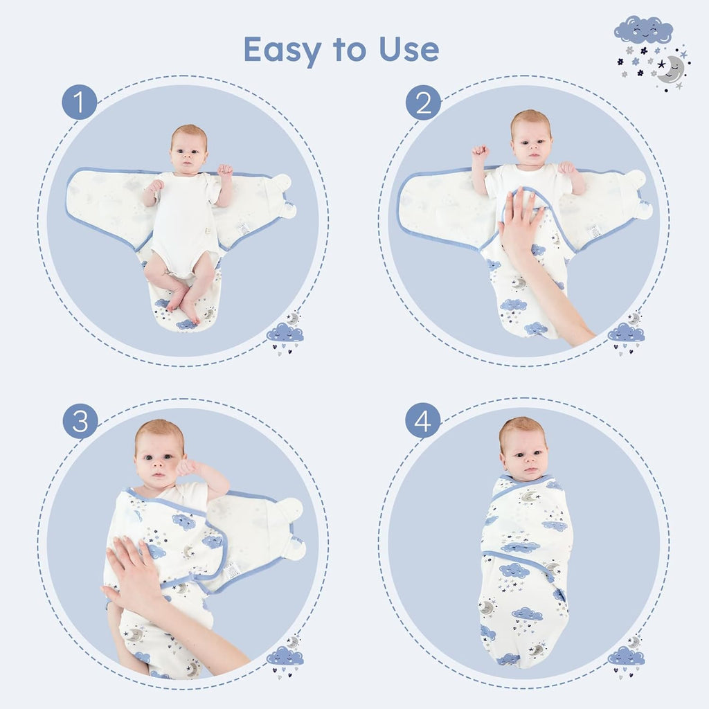 Yoofoss Baby Swaddles - 100% Cotton Adjustable Swaddle Sack for Newborns | 3-Pack, Soft & Breathable (3-6 Months)
