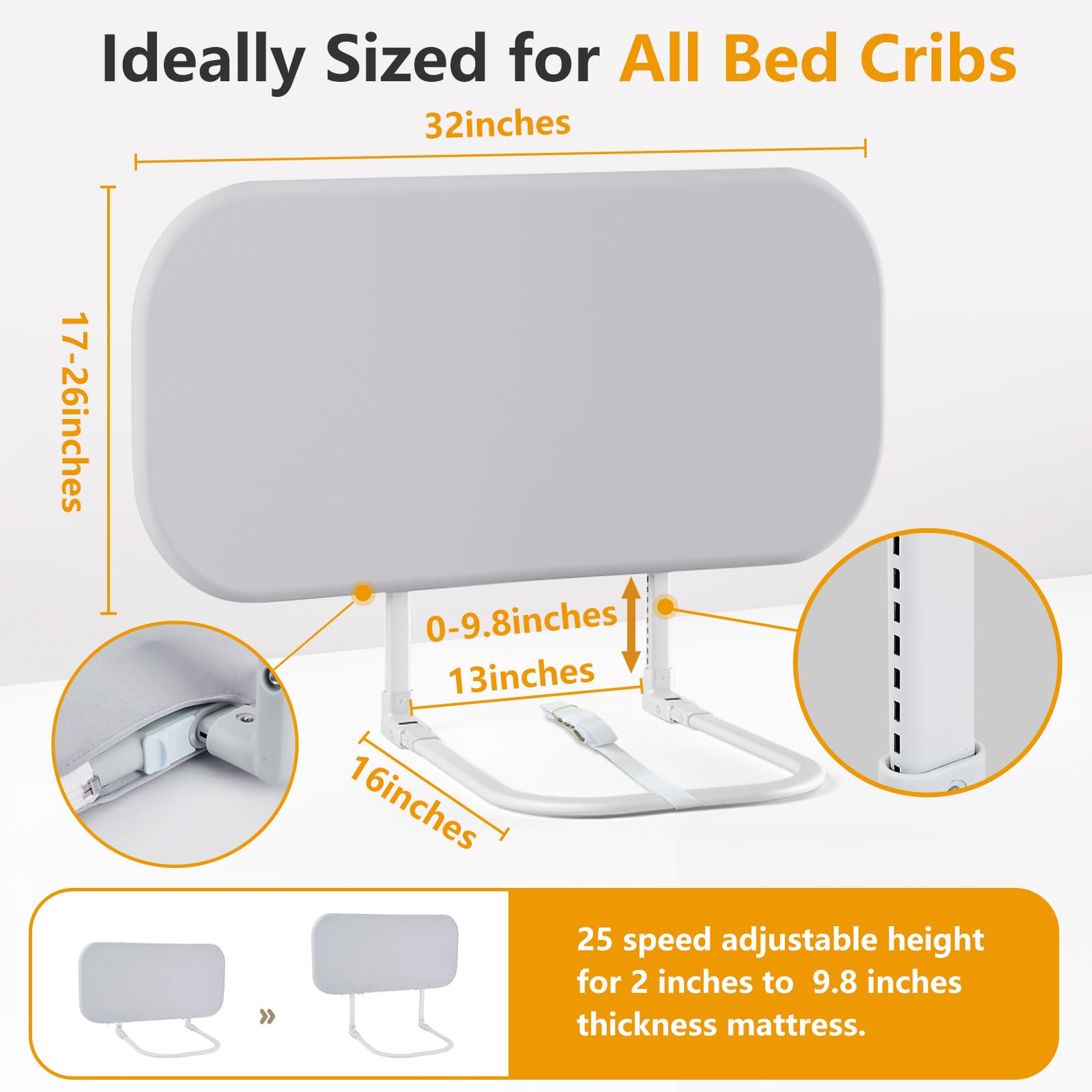 strenkitech Toddler Bed Rails for Travel - Baby Guard Bed Rail Portable for Crib, Twin, Queen, Full, King Size Beds - Easy to Assemble, Safety Bed Side Rail for Toddlers and Kids