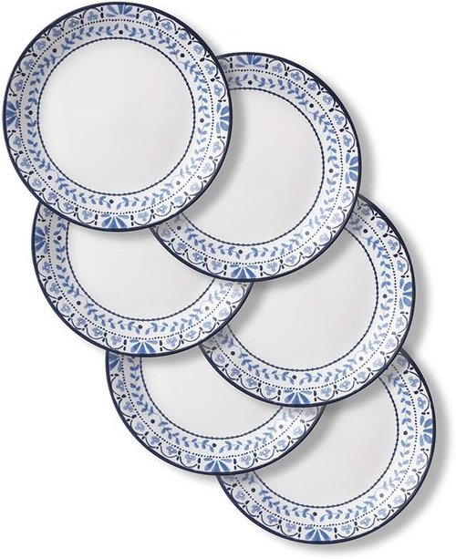 Corelle Vitrelle Salad Plates Set - Lightweight, Chip-Resistant 9-Inch Round Plates | Portofino & Caspian, 6-Piece