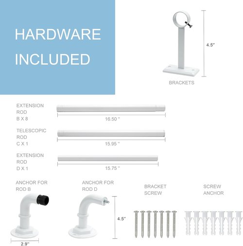 Byondeth Curtain Rods - Adjustable Blackout Design for Windows 16 to 144 Inches | Ivory White Finish