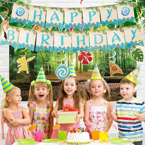Chanaco Tropical Moana Birthday Decoration Set - Blue Party Supplies