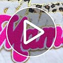 Mama Iron-On Patch - White Chenille with Gold Sequins