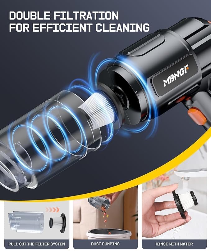MBNGF Portable Cordless Car Vacuum - 35000PA High Power Suction & Blower | Wireless Handheld Cleaner in Starburst Black
