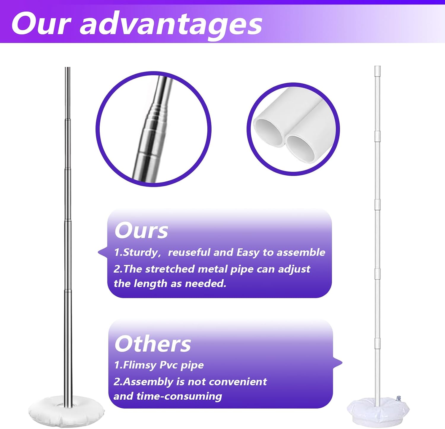 Skiennix Balloon Column Stand Kit - Adjustable 7 Feet Height with Balloons & String Lights | Purple Party Decor
