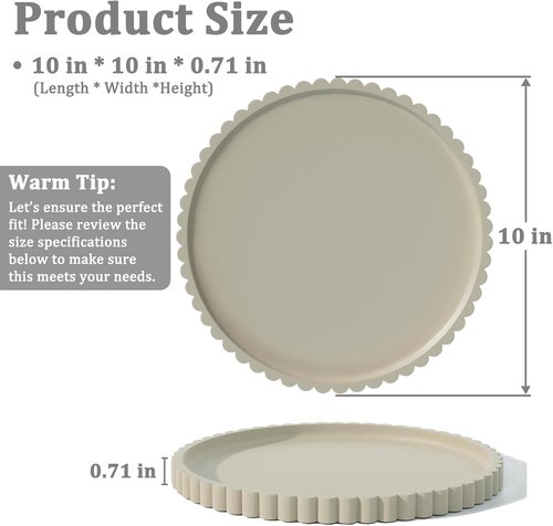HighHerz Silicone Bathroom Tray - 10 Inch Round Decorative Tray for Modern Bathroom & Coffee Table (Khaki)