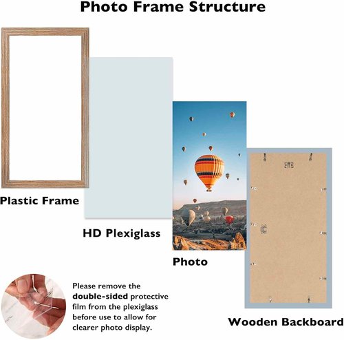 JCJMY 7x17 Rustic Brown Picture Frame - Versatile Wall Hanging for Horizontal & Vertical Photos