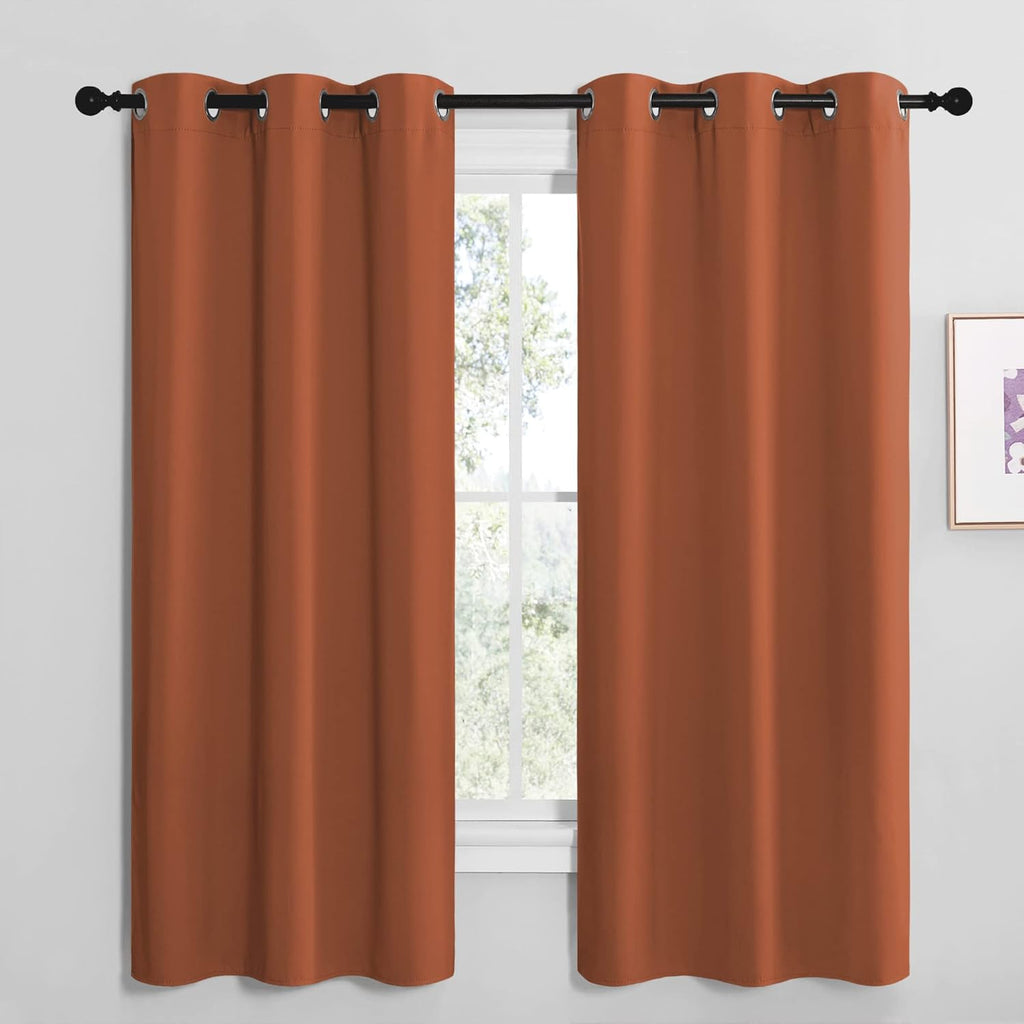 NICETOWN Blackout Curtains - Thermal Insulated Drapes for Privacy | Burnt Orange, 42 x 68 Inches, 1 Pair