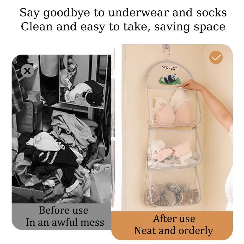 MIUPOO Multi-Layer Mesh Hanging Storage Organizer for Socks & Underwear