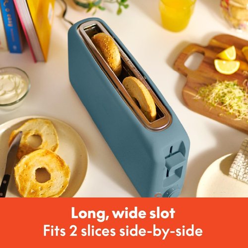 Bella 2-Slice Slim Toaster - 6 Shade Settings, Reheat & Cancel Functions | Fits Sourdough, 10” Long Slot, Anti-Jam, Auto Shutoff, 900 Watts, Surf Color