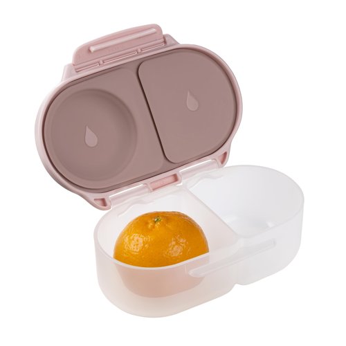 b.box Snack Box - Leakproof Mini Bento Box for Kids & Toddlers, 2 Compartment Snack Containers for Kids, Lunch Containers, Dishwasher Safe, BPA Free, PFAS Free, Ages 4m+, 1 3/4 Cup - Blush Crush
