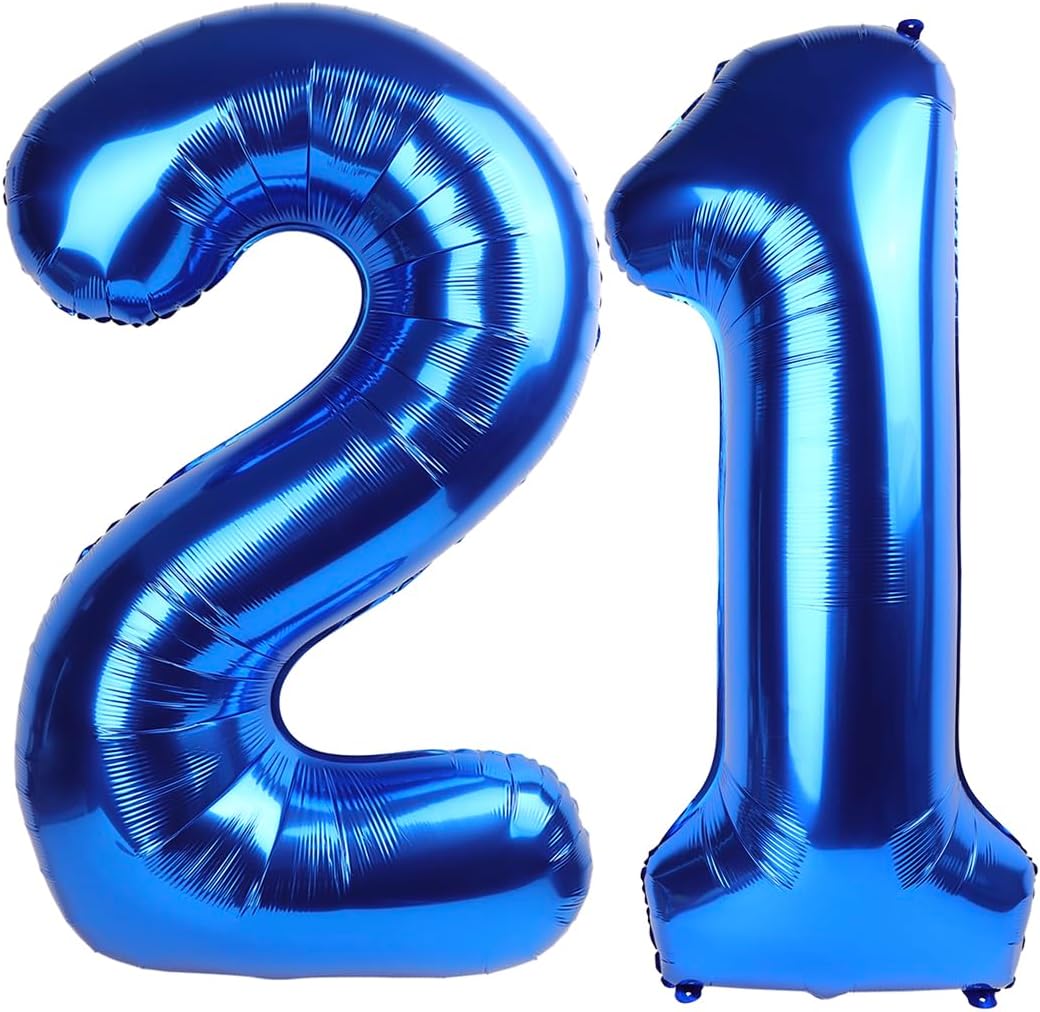 Number 21 Navy Blue Balloon - 40 Inch Birthday Decoration for 21st Celebration | Perfect for Men & Women