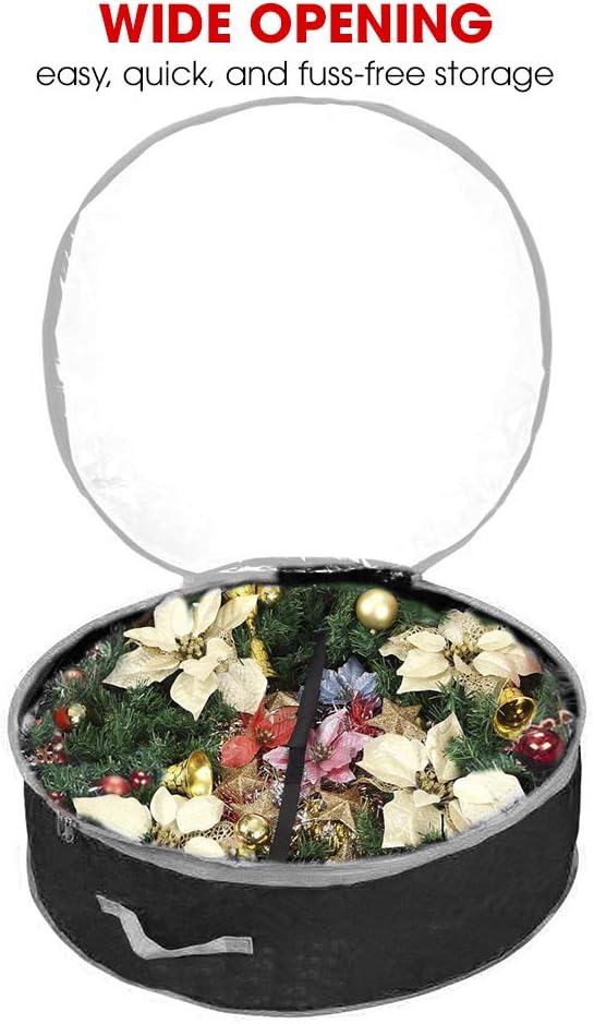 Primode Wreath Storage Bag 36" - Durable 600D Oxford Container with Clear Window for Easy Holiday Storage
