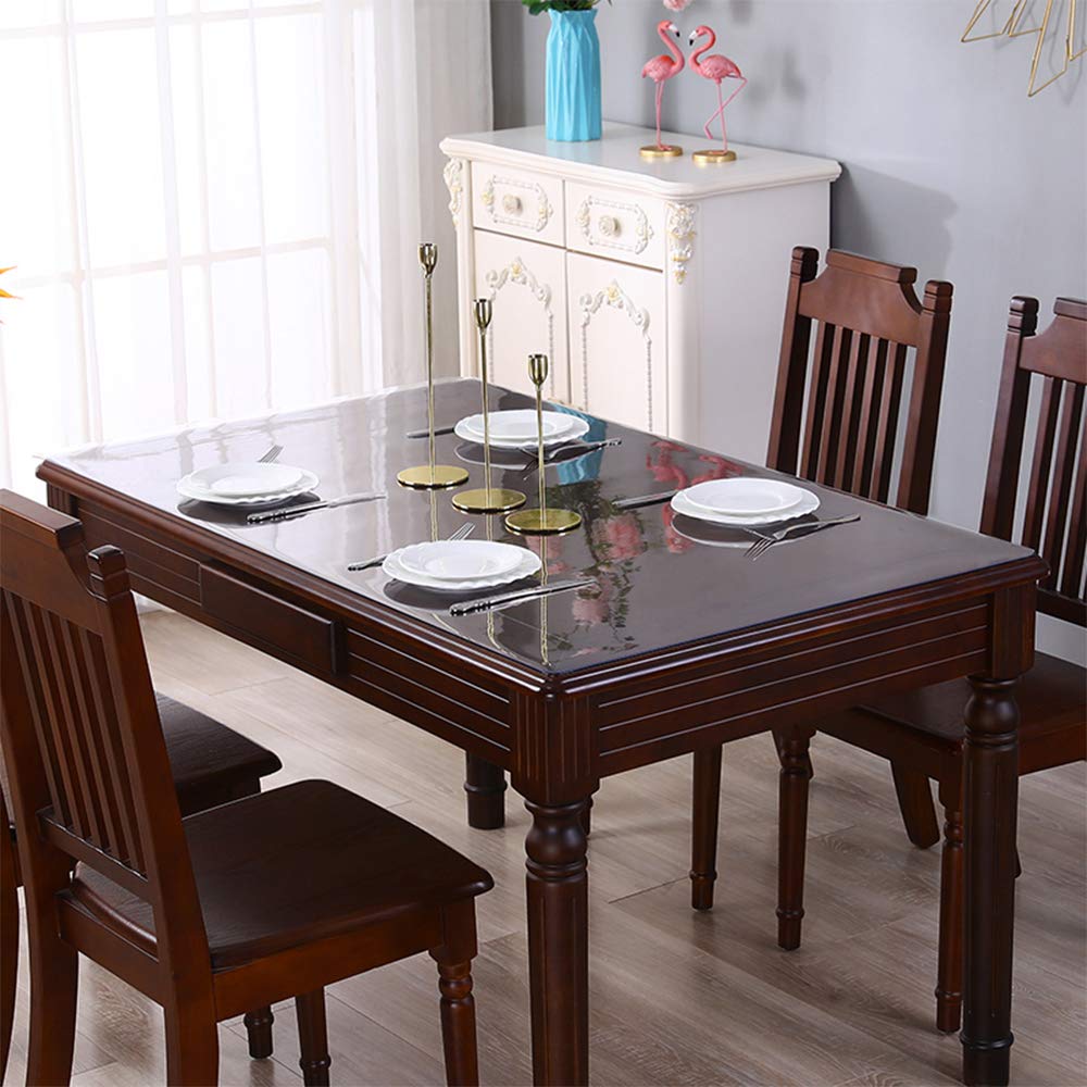 44 x 88 Inch Clear Table Cover Protector 1.5mm Thick Easy Clean PVC Plastic Desk Protector Crystal Desk Mat Waterproof Table Cover for Dining Table or Office Desk Conference Table Kitchen Countertop