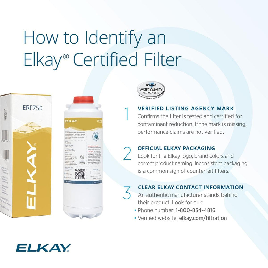 Elkay Genuine ERF750 WaterSentry Lead + Microplastics NSF/ANSI Certified Residential Filter (ezH2O Liv & Filtered Faucet)