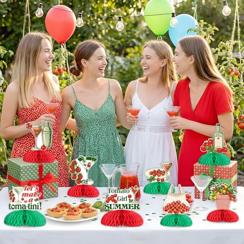 Funmemoir Tomato Girl Summer Honeycomb Centerpieces 8-Piece Table Decor