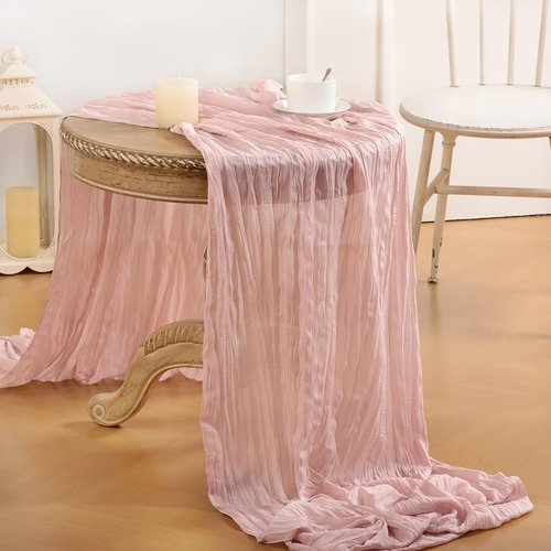 Cheesecloth Table Runner by Dusty Pink | 10FT Boho Rustic Gauze | 35x120 Inch for Weddings & Events