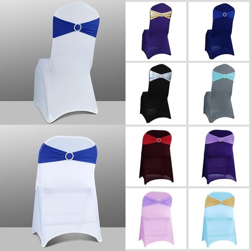 Babenest Spandex Chair Sashes - 50PCS Premium Stretch Covers with Buckle Slider | Universal Elastic Ties for Weddings & Events (Royal Blue)