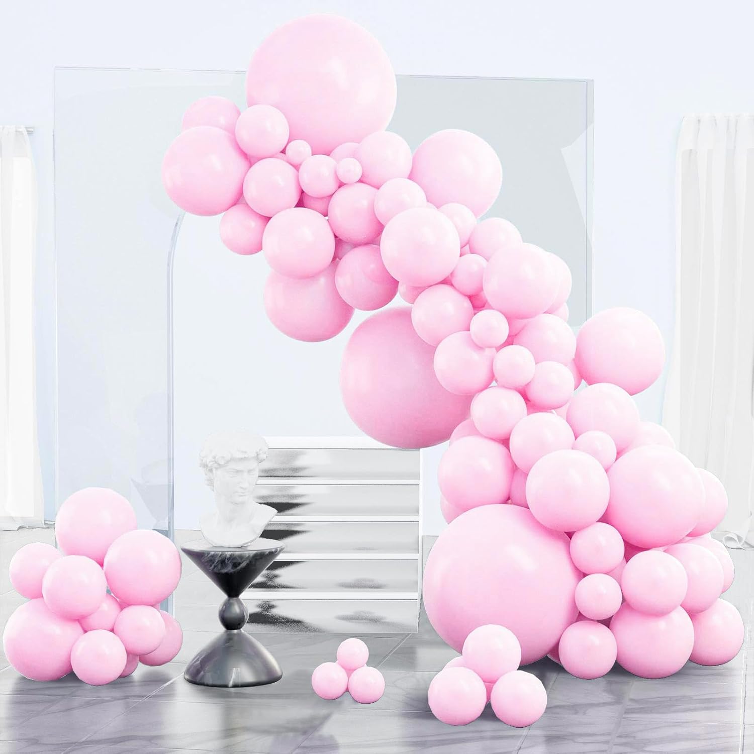 PartyWoo Light Pink Balloons - 85-Piece Pastel Balloon Arch Kit for Baby Showers & Birthdays | Various Sizes