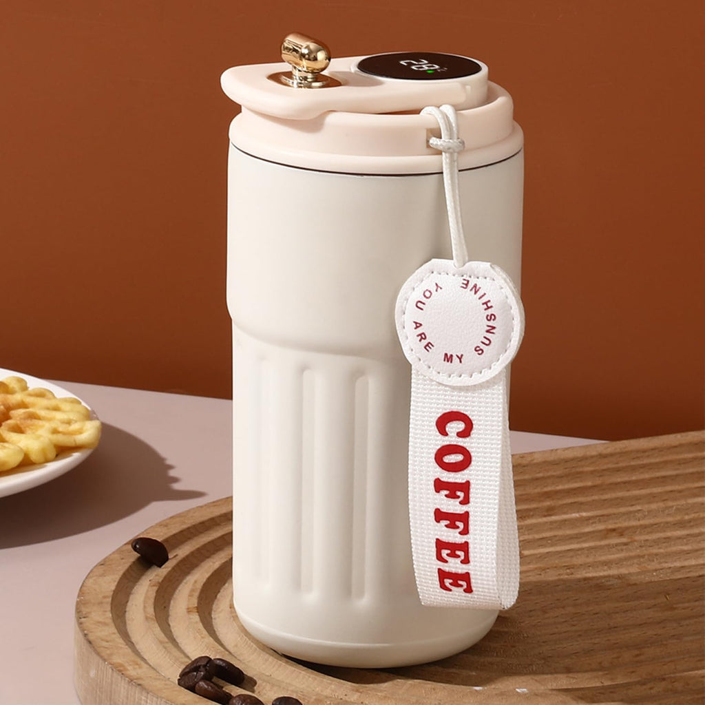 travel mugs for coffee,14 oz Stainless Steel Coffee Mug,Vacuum Insulated Tumbler with temperature display,Coffee Thermos Outdoor,Camping Mug with Leak-Proof Lid,Portable Cups for Keep Hot/Ice