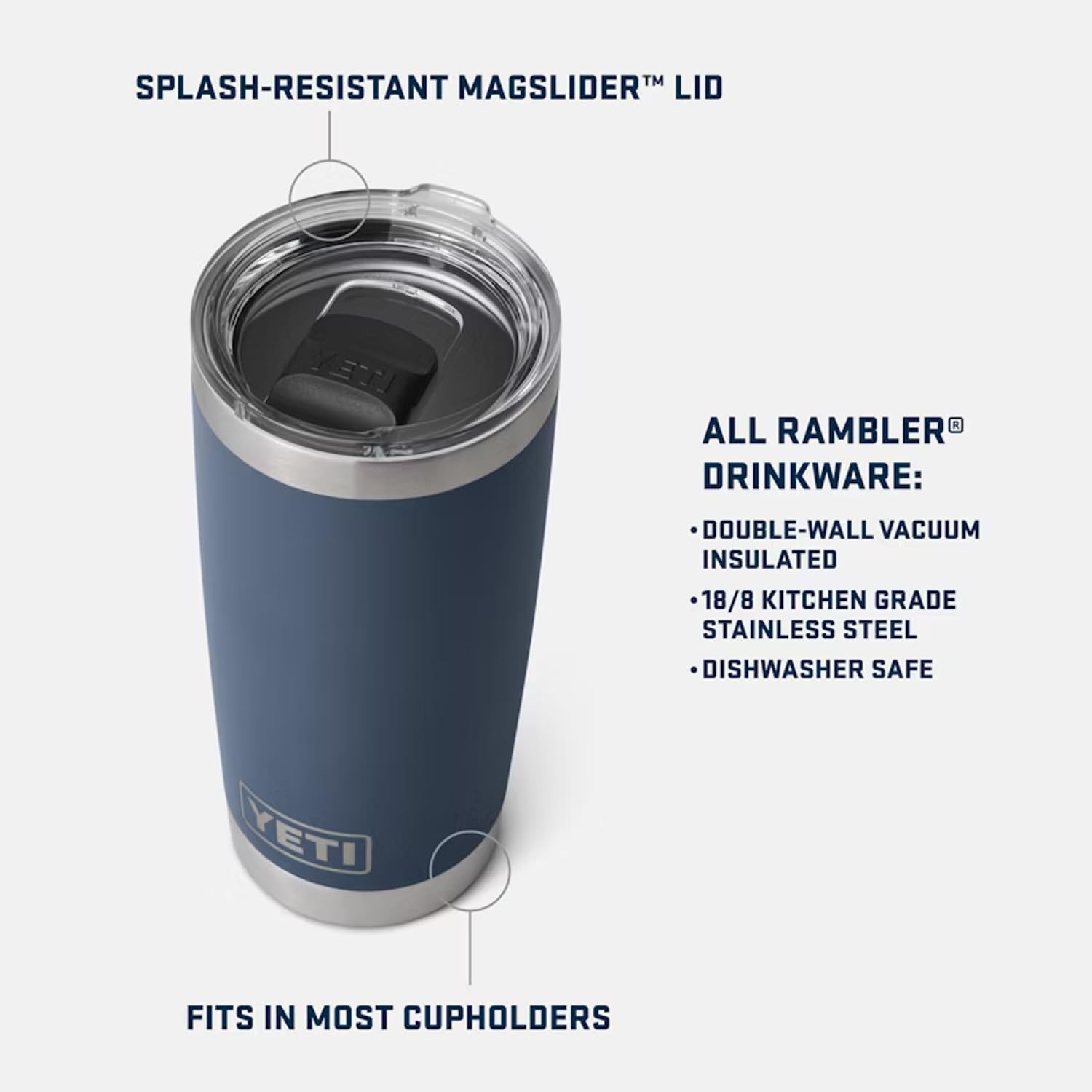 YETI Rambler 20 oz Tumbler - Stainless Steel Vacuum Insulated with MagSlider Lid