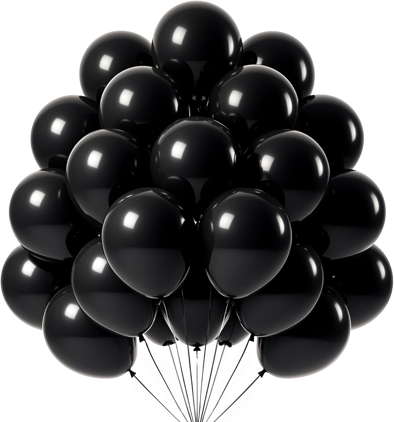 Matte Black Balloons 100 Pack - 12 Inch Helium-Ready Latex for Elegant Party Decorations