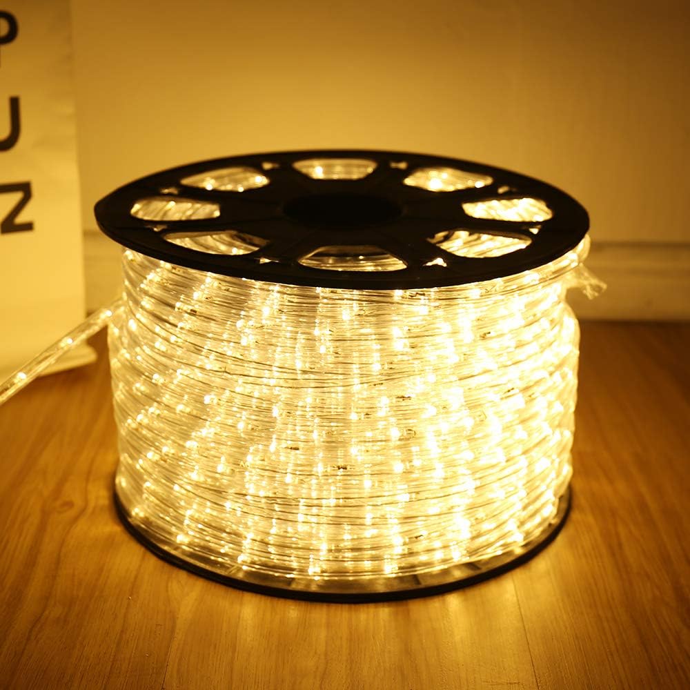 Skiennix 100ft LED Rope Lights - 720 LEDs Warm White | Waterproof Indoor/Outdoor Decor for Parties & Weddings