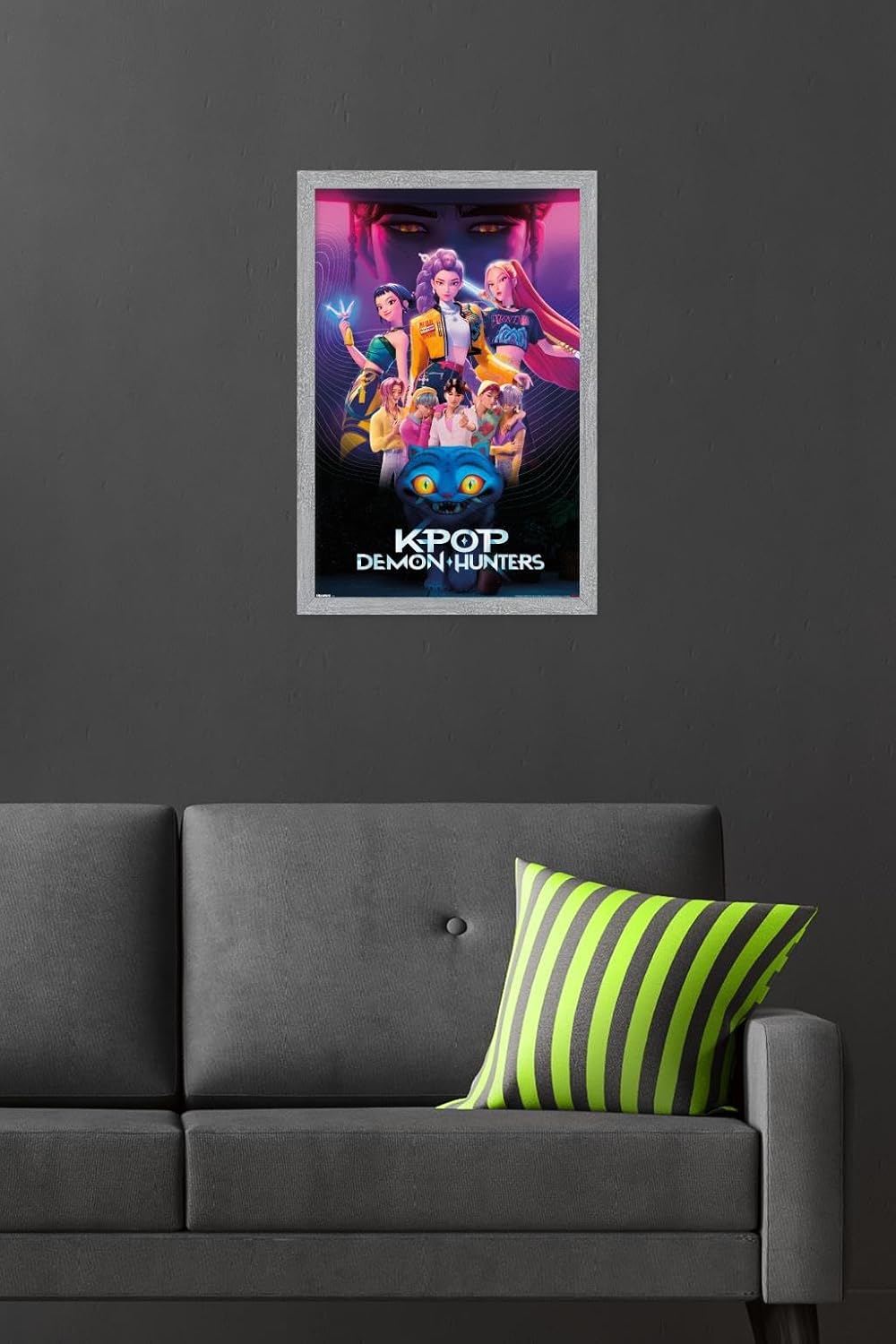 Netflix KPop Demon Hunters Wall Poster - Framed Gray Design, 22.4L x 14.7W