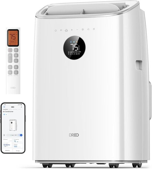 DREO 10,000 BTU Portable Air Conditioner - Quiet 45dB, Smart App Control, Drainage-Free Cooling | Ideal for Bedrooms
