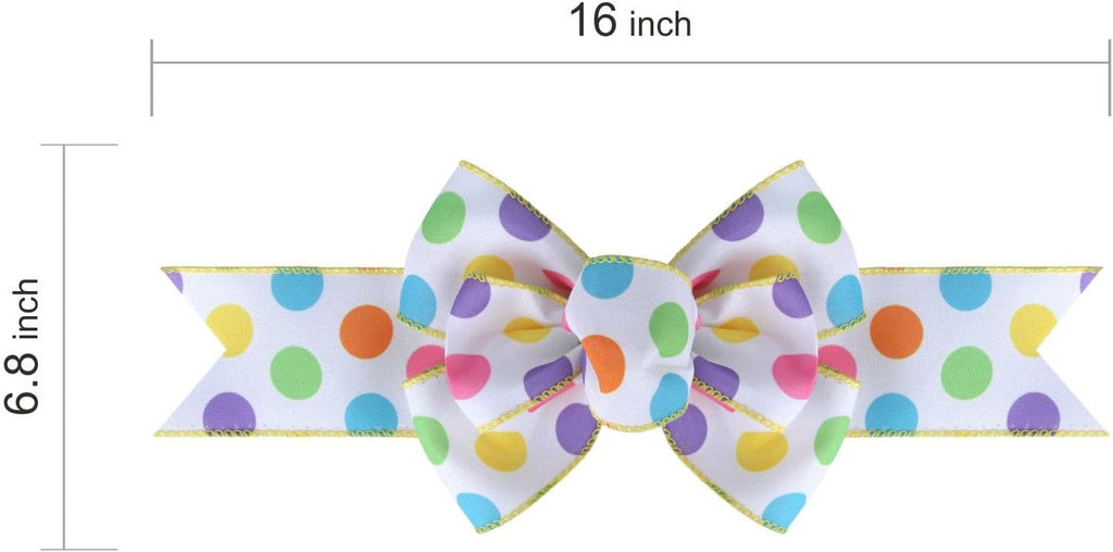 Meseey Burlap Wired Ribbon - Handmade Polka Dot Bows for Wreaths & Gift Wrapping | 2 Pcs Set