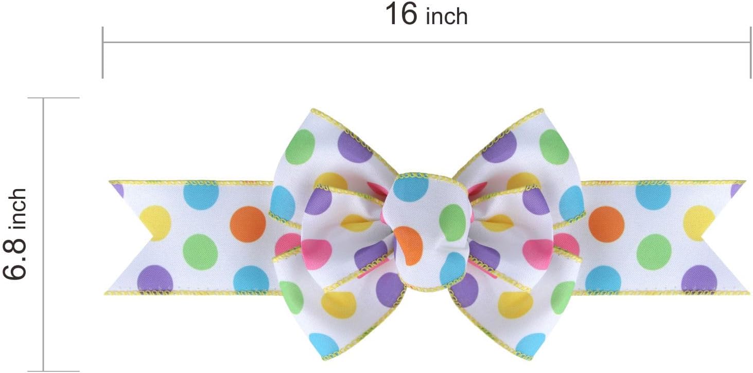 Meseey Burlap Wired Ribbon - Handmade Polka Dot Bows for Wreaths & Gift Wrapping | 2 Pcs Set