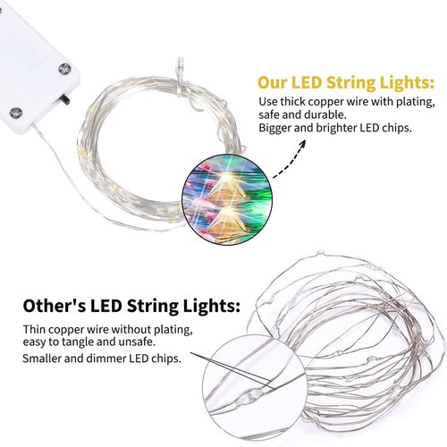 Brightown 12 Pack Fairy Lights - 20 LED Waterproof Battery Operated Micro Lights for Christmas Decor & DIY Crafts