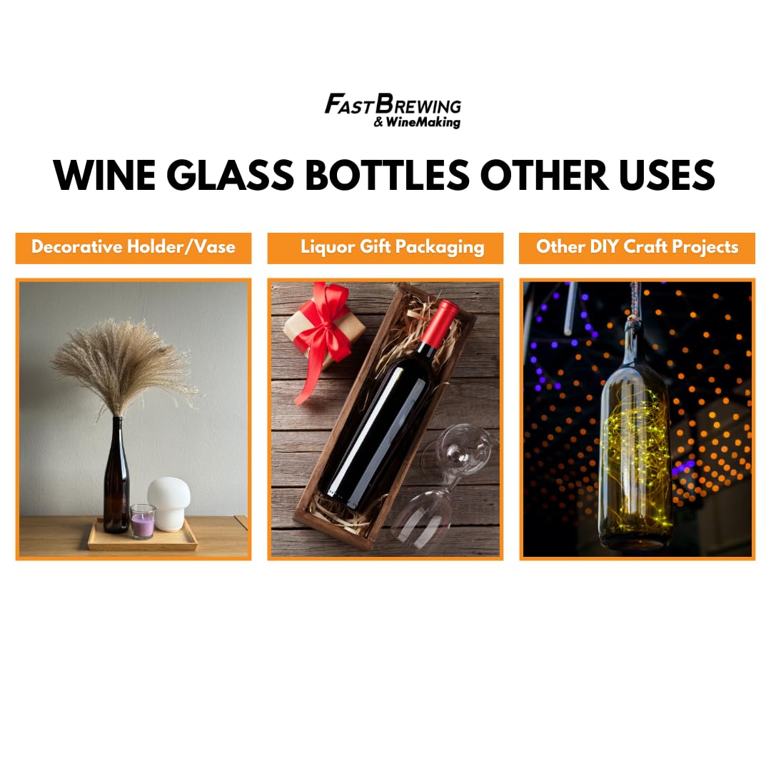 FastRack - W5 Wine Bottles, Bordeaux Liquor, Green and Clear, 750 ml Empty