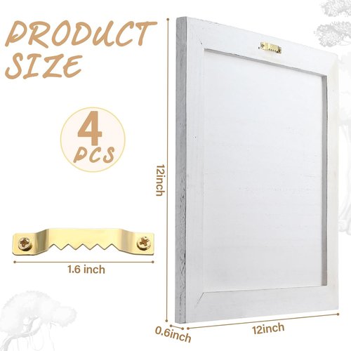 DoubleFill Wooden Craft Signs - 4 Pcs Washed Blank 12x12 Inch Rustic Plaques for DIY Projects | White