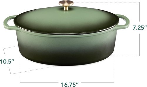 Best Choice Products Oval 7.5 Quart Enamel Cast-Iron Dutch Oven - Heavy-Duty Pre-Seasoned for Cooking | Deep Olive Green