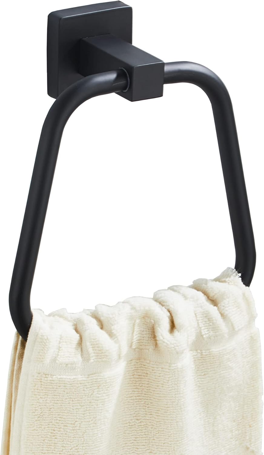 Skiennix Matte Black Towel Ring - Heavy Duty Stainless Steel Wall Mount for Bathroom & Kitchen