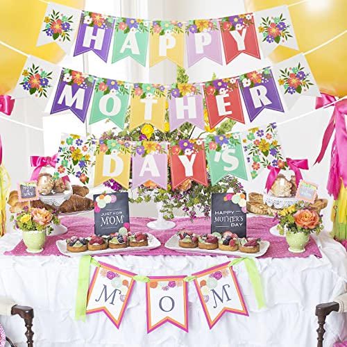 Happy Mother's Day Banner - Floral Garland Decoration for Parties