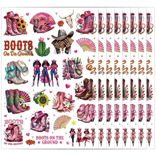Boots on the Ground Western Temporary Tattoos - 8 Sheets Cowgirl Party Favors