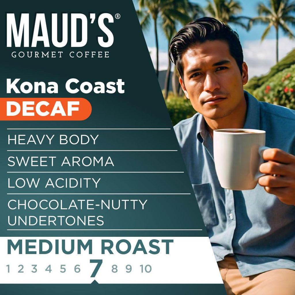 Maud's Decaf Kona Coffee Pods,100 ct, Decaffeinated Medium Roast Coffee in Single Serve Pods – 100% Arabica Coffee, Compatible with Keurig K Cups Maker
