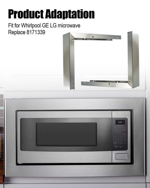 8171339 Microwave Filler Kit Fills Over The Range Oven Cabinet Gap, Stainless Steel Microwave Trim Kit Replacement Fit for Whirlpool GE LG Over-The-Range Microwave, 15.75”H x 10.75”D × 2.95”W