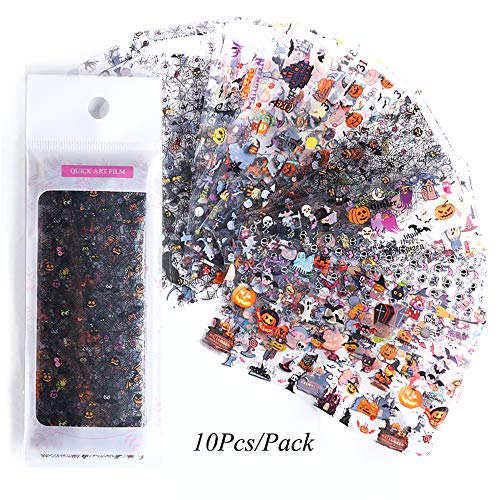 Halloween Nail Art Foil Transfer Set 10-Piece Pumpkin Ghost Decals