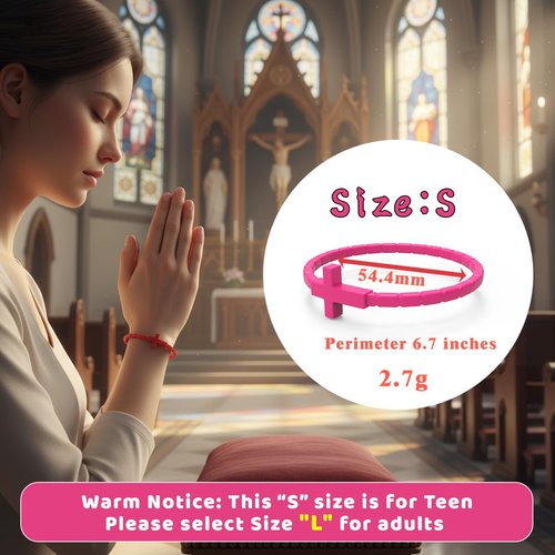 YalsFTY 24 PCS Colorful Cross Silicone Bracelets – Christian Rubber Wristbands for Teens, Adults, Waterproof, 54.4mm Diameter (Small)