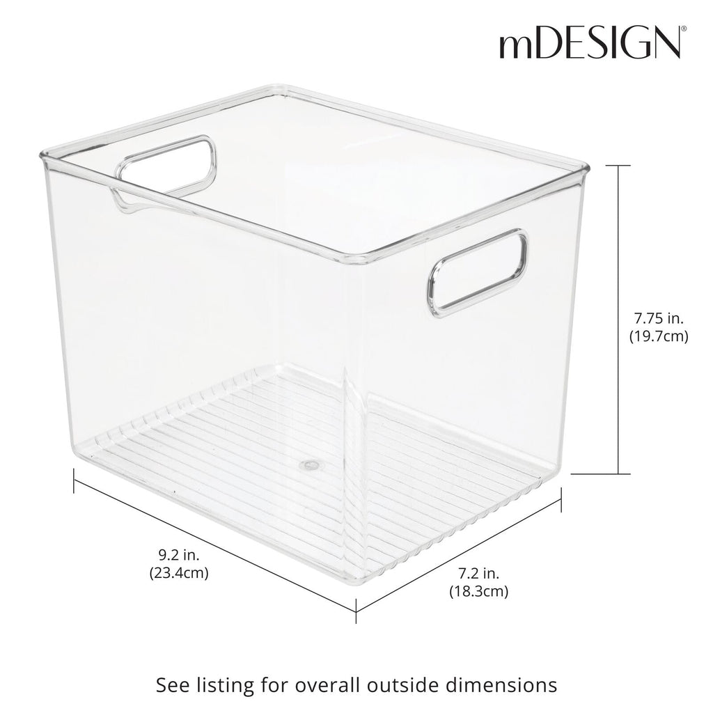 mDesign Plastic Storage Closet Organizer Bin, Container Bin for Entryway, Hallway, Linen, and Coat Closet - Organization for Clothing, Blankets, Toys, and Accessories, Ligne Collection, 4 Pack, Clear