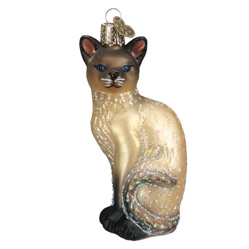 Old World Christmas Ornaments Tan Siamese Cat Glass Blown Ornaments for Christmas Tree