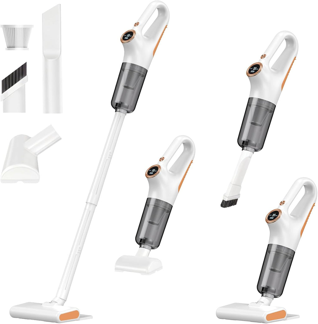 Skiennix Cordless Vacuum Cleaner - Powerful Suction & LED Display | Portable Wireless for Home & Pet Hair, White