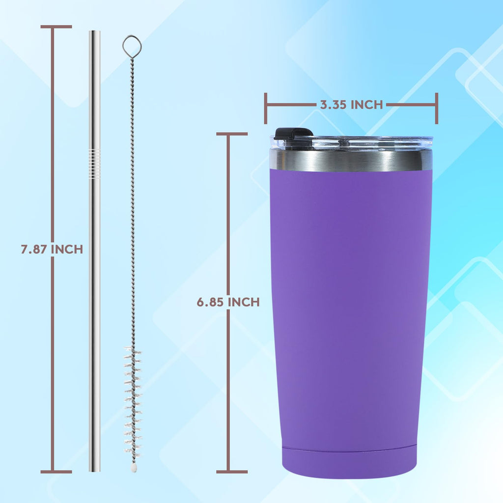 Dongni 20oz Tumbler Bulk Stainless Steel Vacuum Insulated Tumblers with Lid Double Wall Travel Mug Powder Coated Coffee Cup, Suitable for Ice Drinks and Hot Beverage（Mix 12 pack）